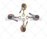 Colorful CZ Micro Pave Peace Hand Charm, Victory Sign Shape charm, Peace Hand Symbol Charm, Hand Sign Charm, 10x21mm, sku#B125