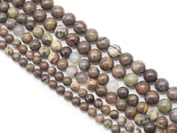 Natural Ocean Jasper Round Smooth Beads, Red Green Brown Matrix, Sku#U1325