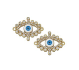 Gold CZ Enamel Evil Eye Connector, Sku#LD329