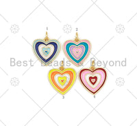 Colorful Enamel Triple Heart Shape Pendant, Sku#L628