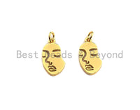 Flat Face Shape Pendant/Charm, Face Cubic Zirconia Pendant, Gold Tone,10x19mm,Sku#Z508