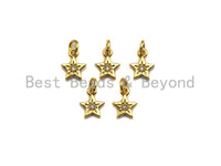 Clear CZ Micro Pave Five Point Star Shaped Pendant/Charm, Star Cubic Zirconia Pendant Charm,8x10mm,sku#Z804