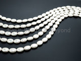 Natural AB Color Mother of Pearl beads, 7x13x18mm White Pearl Oval beads, Flat Oval Smooth Pearl Shell Beads, 16inch full strand, SKU#T63