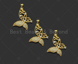 Gold Filled CZ Micro Pave Flower On Butterfly Shape Pendant, 18K Gold Filled ButterflyCharm, Necklace Bracelet Pendant,28x35mm,Sku#LD100