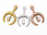 CZ Micro Pave Double Horn Pendant with Diamond Bail,SKU#L226