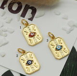 CZ Enamel Evil Eye On Rectangle Pendant, Sku#Z1434