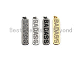 CZ Badass Micro Pave Long Bar Alphabet Pendant, Cubic Zirconia Strip Pendant, Micro pave letter pendant, 9x27mm, sku#X137