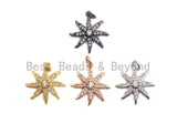 CZ Micro Pave Starburst Pendant, Clear Cubic Zirconia Pave Starfish Pendant/Charm, 18x20mm, sku#Z420