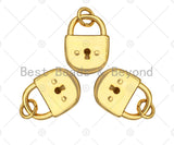 Dainty Gold Padlock Charms, Dainty Lock Charms,  Gold Charm Pendant, Padlock Necklace Charms, 10x15mm, Sku#F1340