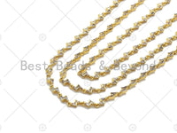 High Quality Hand Made Baguette CZ Lightning bolt Chain by Yard, 18K Real Gold Plated Chain, Wholesale bulk Chain, 5x10mm,sku#LK150