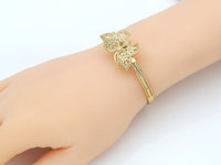 CZ Micro Pave Butterfly Bracelet, 18K Gold Filled Nail Bangel, CZ Butterfly Bangel,56x56 mm,Sku#LD143