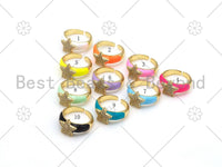 CZ Micro Pave Star Colorful Enamel Adjustable Ring,X249