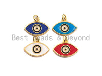 Enamel Evil Eye Charm, Red Blue White eye pendant, Enamel eye charm, Protection eye charm, 11x14mm,sku#F939