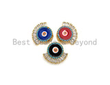 CZ Pave Enamel Evil Eye Pendant/Charm, Black/Blue/Red Evil e