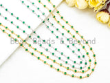 1 Foot/Yard-Green Beaded Chain-4mm/6mm/8mm Jade Gemstone Beads Chain-Gold Silver Gunmetal Plated Bezel Rosary Chain, Bezel Connector, sku#A1