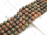 Natural Tibetan Green Brwon Agate with Double Wavy Line Beads, Dzi Beads, 6mm/8mm/10mm/12mm Round Smooth Agate,15.5" Full Strand, Sku#U1110