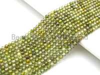 2mm/3mm/4mm High Quality Sparkly Cubic Zirconia Beads, Faceted Sparkly Olive Green Color beads, 15.5inch full strand, SKU#U914