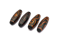 Natural Tibetan Agate Long Oval Shape Beads, Black Brown Dzi beads, Barrel Agate Beads, 10X30mm, sku#U560