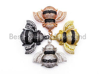 BEE Inspired Pendant, CZ Micro Pave insect Inspired pendant, Cubic Zirconia Focal Pendant,Gold/Rose Gold/Silver/Black,26x33x7mm,SKU#F453