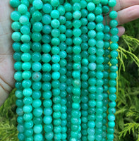 High Quality Natural Chrysoprase Beads, 6mm/8mm Round Smooth Natural Chrysoprase Beads, Green Gemstone Beads  15.5" Full Strand, Sku#R304