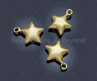 Brushed Gold Puffy Star Charm/Pendant, Star Shape Charm, Gold Star Pendant, Gold plated charm, 13mm, Sku#Y329