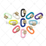 New Colorful Enamel Buckle clasp, Enamel Oval Shape Screw Clasp, White/Pink/Turquoise/Yellow/Lime Clasp Lock, Screw Clasp,13x19mm,Sku#H323