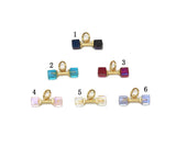 Dumbbell Gold Square CZ Charm, Sku#Y475