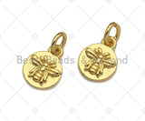 Gold Embossment Insect On Round Coin Charms, Dainty Charms