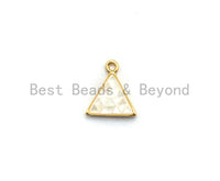 100% Natural White Color Shell Triangle Charm in Gold/Silver, White Shell Pearl Charm/Pendant, Shell Beads, 11x12mm,SKU#Z307