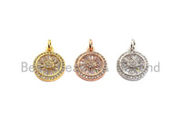 CZ Micro Pave Round Coin Shaped Pendant/Charm, Cubic Zirconia Pendant Charm,14x17mm,sku#Z526