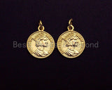 Medallion Elizabeth Queen Coin Pendant, Round Coin Pendant,  Gold Coin Pendant,13x16 mm, Sku#Z728