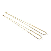 Baguette CZ Gold Link Chain Adjustable Necklace,sku#LD391