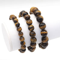 Yellow Tiger Eye Round Faceted Stretchy Bracelet, Sku#EF396