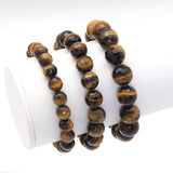 Yellow Tiger Eye Round Faceted Stretchy Bracelet, Sku#EF396