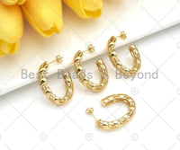 Gold Chunky Oval Hoop Earrings, Sku#J317