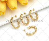 Gold Chunky Oval Hoop Earrings, Sku#J317