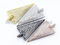 CZ Micro Pave Triangular Pendant with Diamond Bail, Triangle Cubic Zirconia Pendant,18x34mm, 1pc, sku#F110