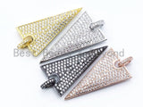 CZ Micro Pave Triangular Pendant with Diamond Bail, Triangle Cubic Zirconia Pendant,18x34mm, 1pc, sku#F110