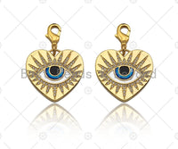 CZ Micro Pave 18k Gold Enamel Evil Eye On Heart Shape Pendan