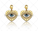 CZ Micro Pave 18k Gold Enamel Evil Eye On Heart Shape Pendan