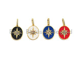 Enamel Colorful North Star On Oval Pendant,CZ Micro Pave Oil Drop pendant,Enamel pendant,Enamel Jewelry,16x22mm,sku#F976