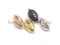 Colorful CZ Micro Pave Cowrie Shell Shape Connector for Bracelet/Necklace,Box Connector, 11x22x8mm,sku#E469