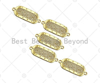 CZ Micro Pave Oval Shape Connector, Clear CZ Bar Connector, 18K Gold Bracelet Connector, 11x30mm, Sku#LK313