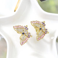 Baguette CZ Gold Butterfly Statement Ring, Sku#LD327