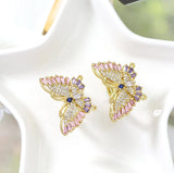 Baguette CZ Gold Butterfly Statement Ring, Sku#LD327