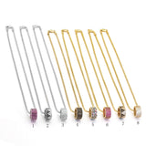 Gold Silver box Chin with Spacer Tube Pendant Necklace