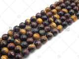 Quality Natural Red Yellow Blue Round Faceted Tiger Eye, Mixed Color Tiger Eye, 6mm/8mm/10mm/12mm Tiger Eye,15.5" Full Strand, sku#UA188