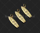 Gold Filled CZ Micro Pave Surfboard Shape Pendant,18K Gold Filled Surfboard Charm, Necklace Bracelet Charm Pendant,6x20mm,Sku#Y461