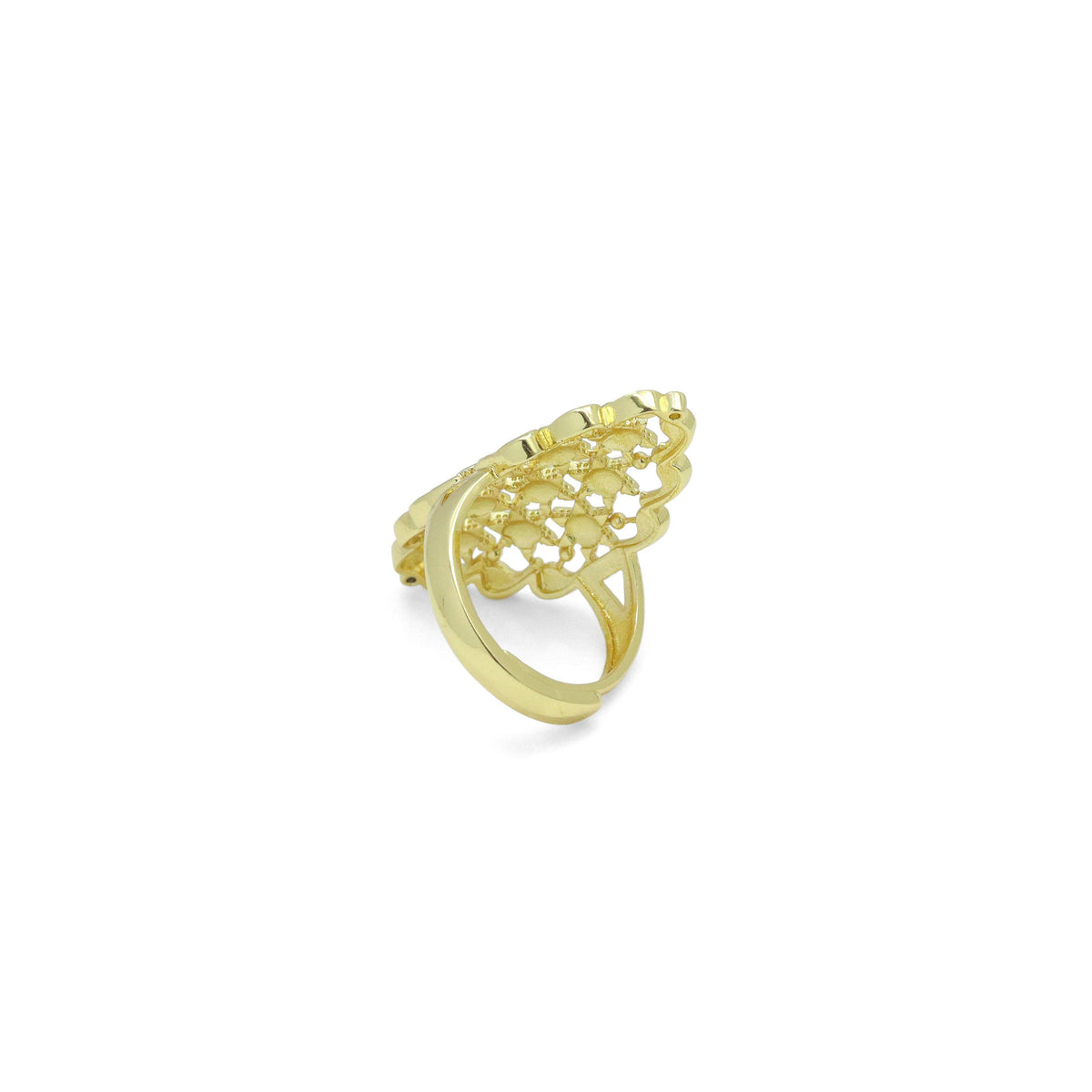 Gold Filigree Flower patten Statement Adjustable Ring, Sku#LD657 ...