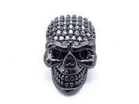 3D CZ Clear Micro Pave Skull/Skeleton Charm Beads, Skull Charm, Men's Jewelry Findings, Halloween Pave, 17x18mm, sku#G242